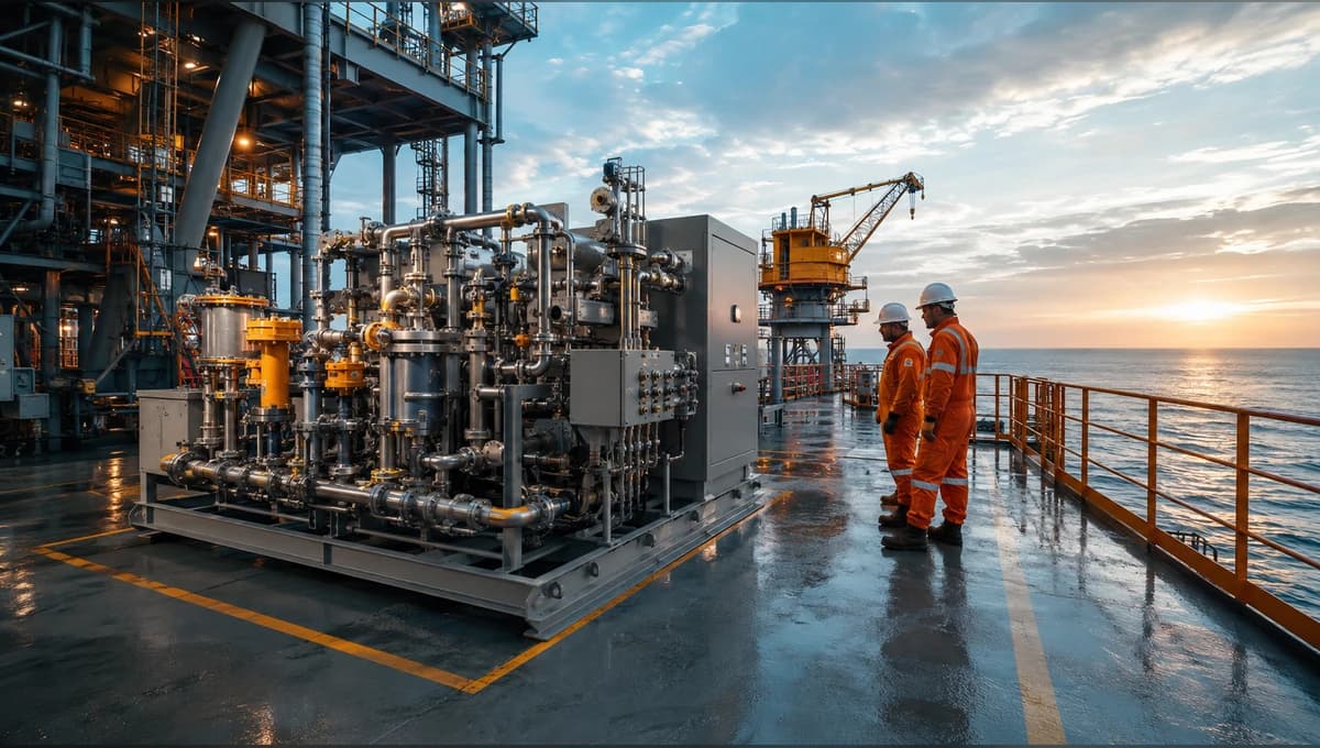 Offshore drilling platform deck with marine process equipment