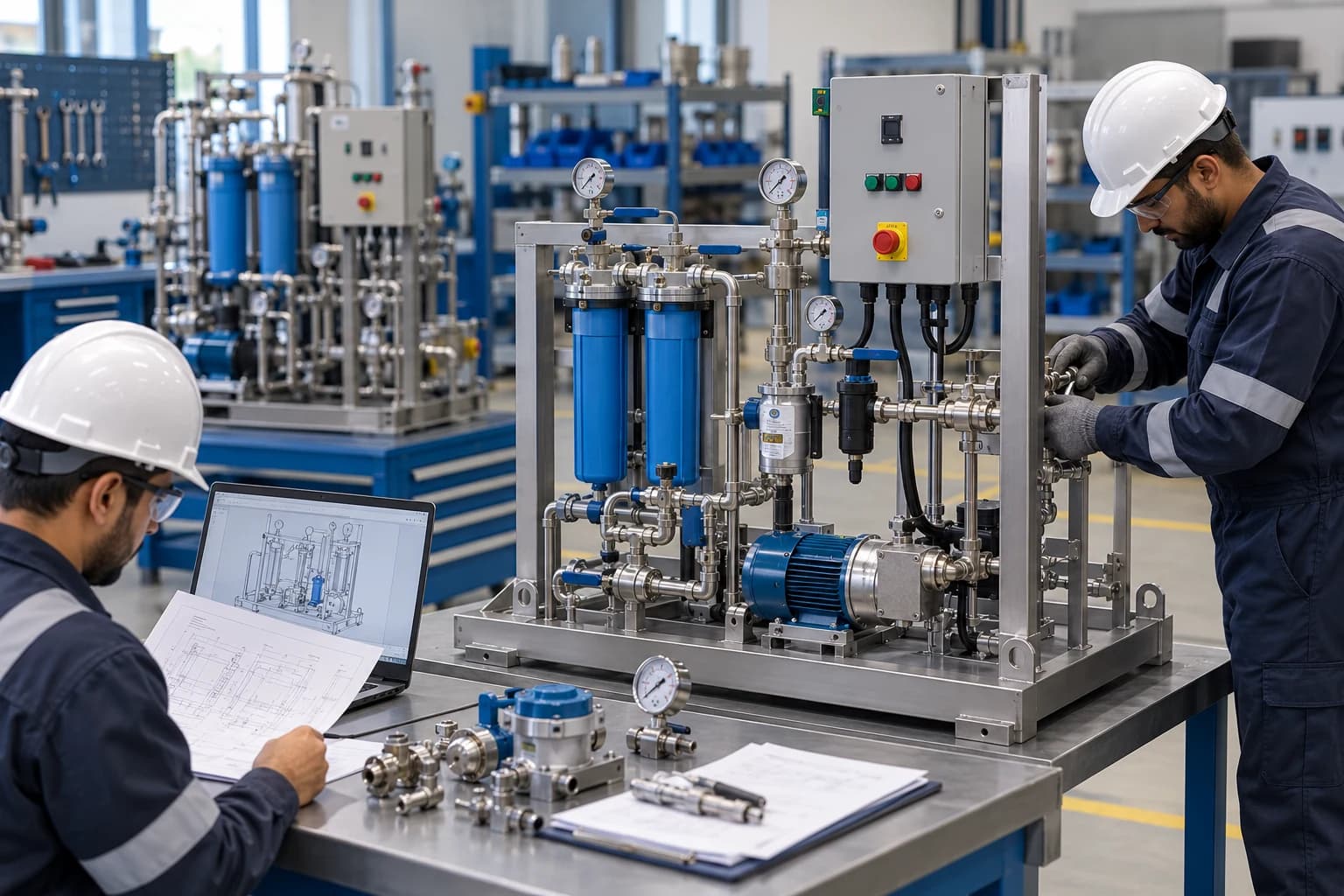 Compact modular industrial skid package
