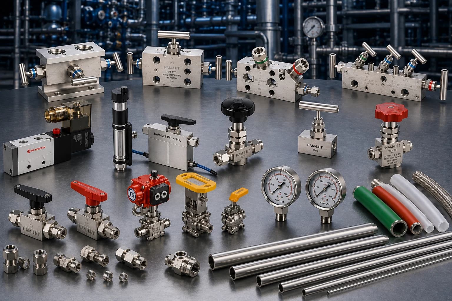 Process instrumentation system with tubing, valves and pressure measurement equipment